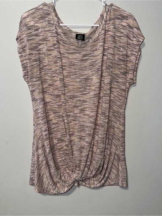 Rock & Republic Tops - Rock & Republic Neutral Space-Dye Short Sleeve Twist Front Top